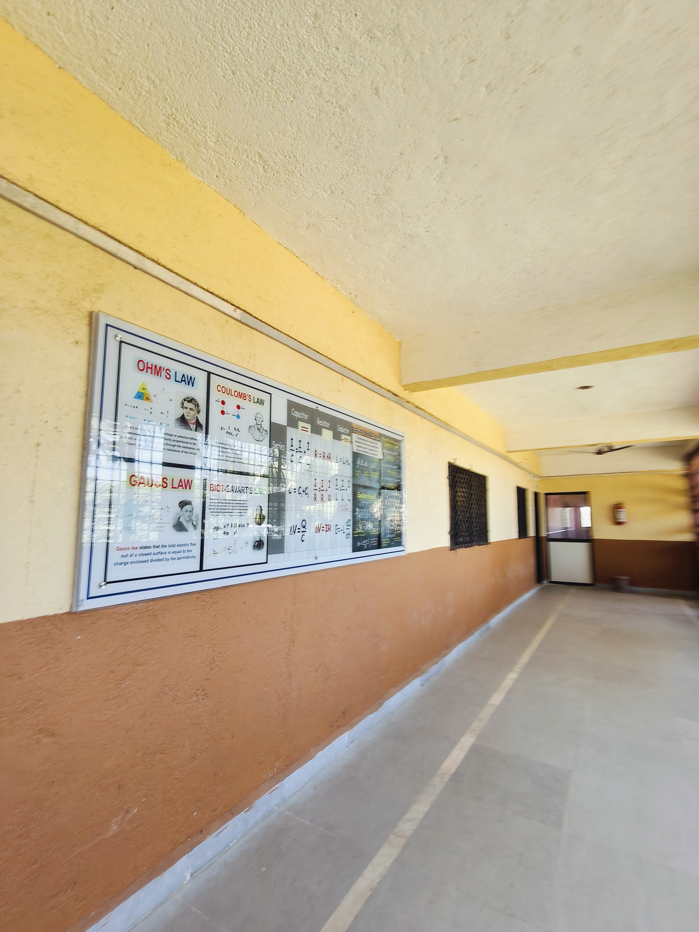 School corridor with science learning posters